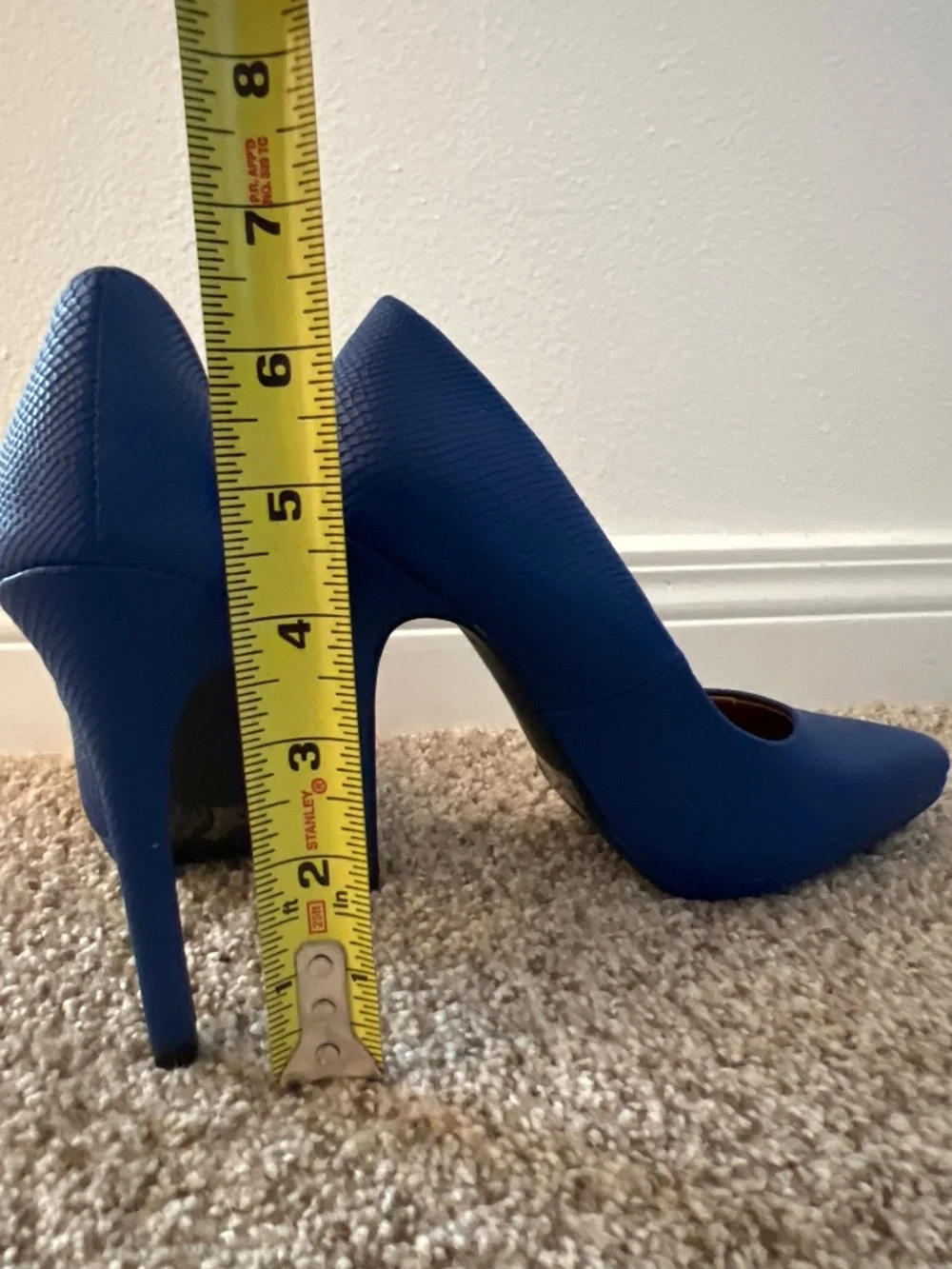 Blue textured stiletto heels